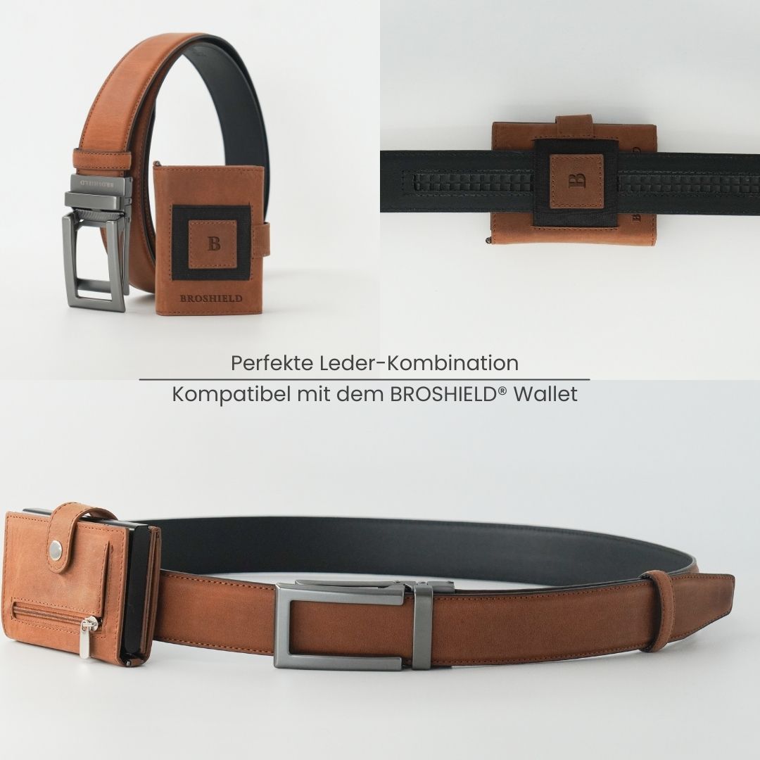 SALE: BROSHIELD® - Automatik Gürtel ohne Löcher – Hochwertiger Echtledergürtel für Herren