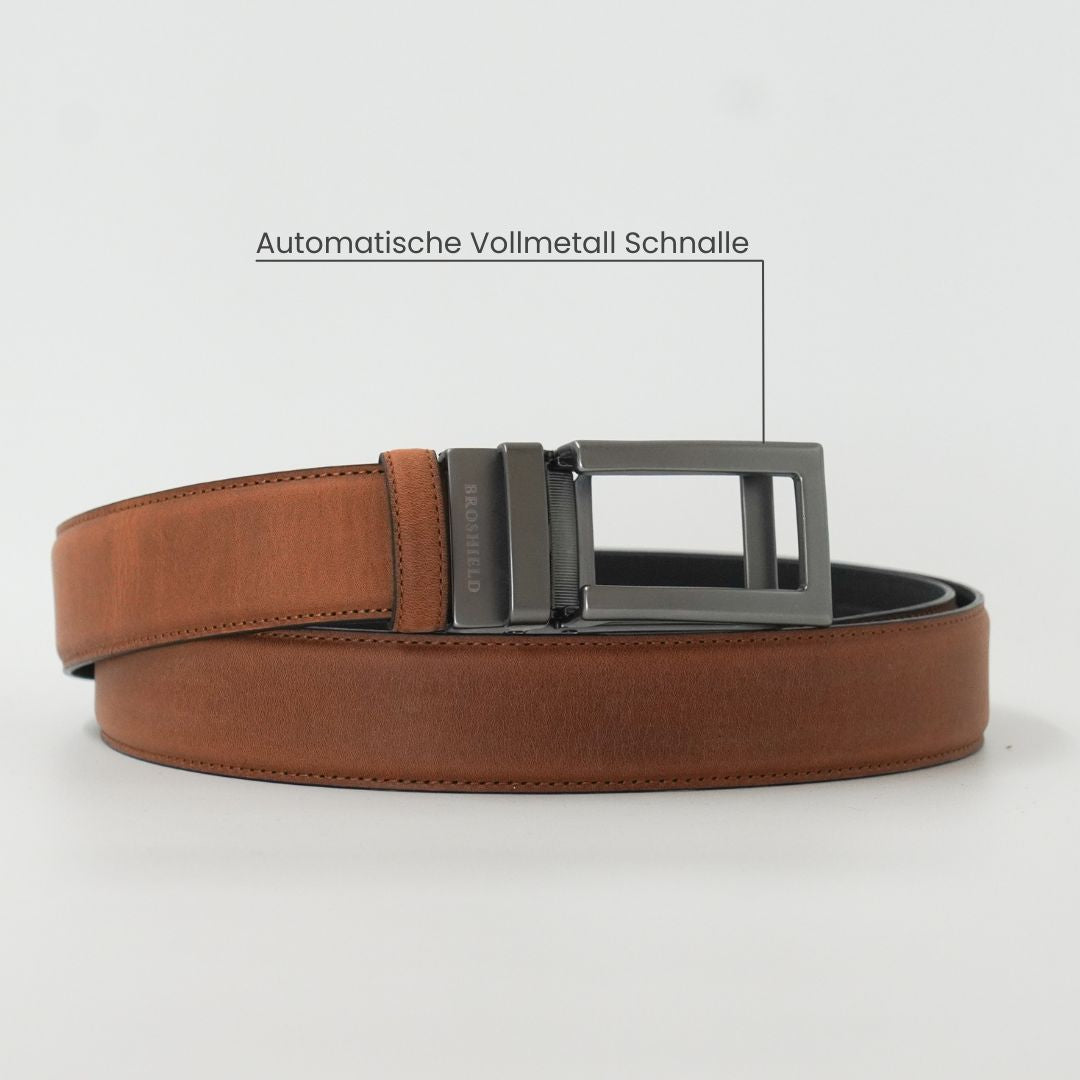 SALE: BROSHIELD® - Automatik Gürtel ohne Löcher – Hochwertiger Echtledergürtel für Herren