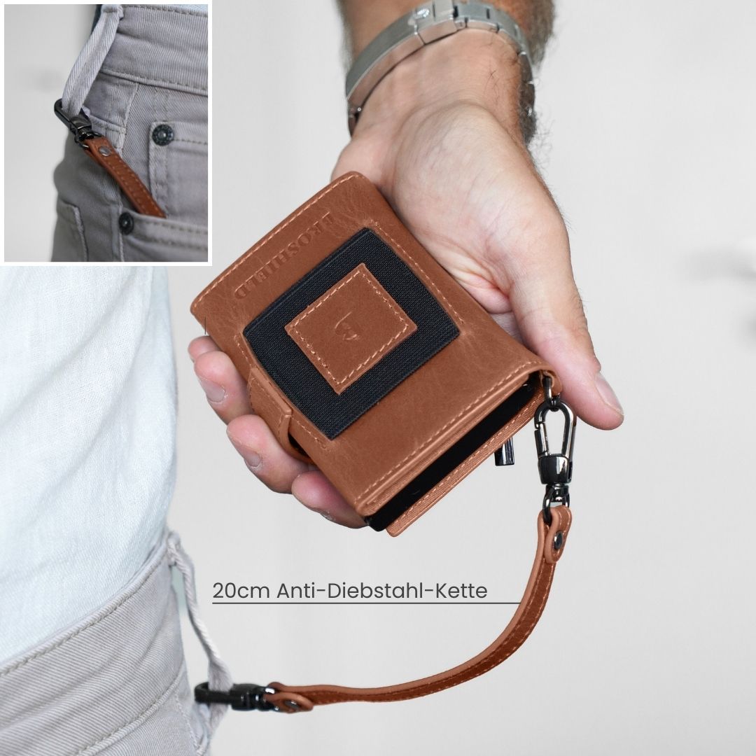 BROSHIELD Sicherheitsbundle: Portemonnaie + Automatik Gürtel + GPS Tracker + Sicherheitkette