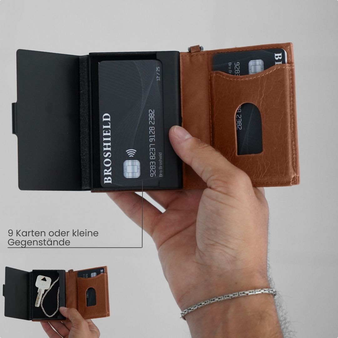 BROSHIELD Sicherheitsbundle: Portemonnaie + Automatik Gürtel + GPS Tracker + Sicherheitkette