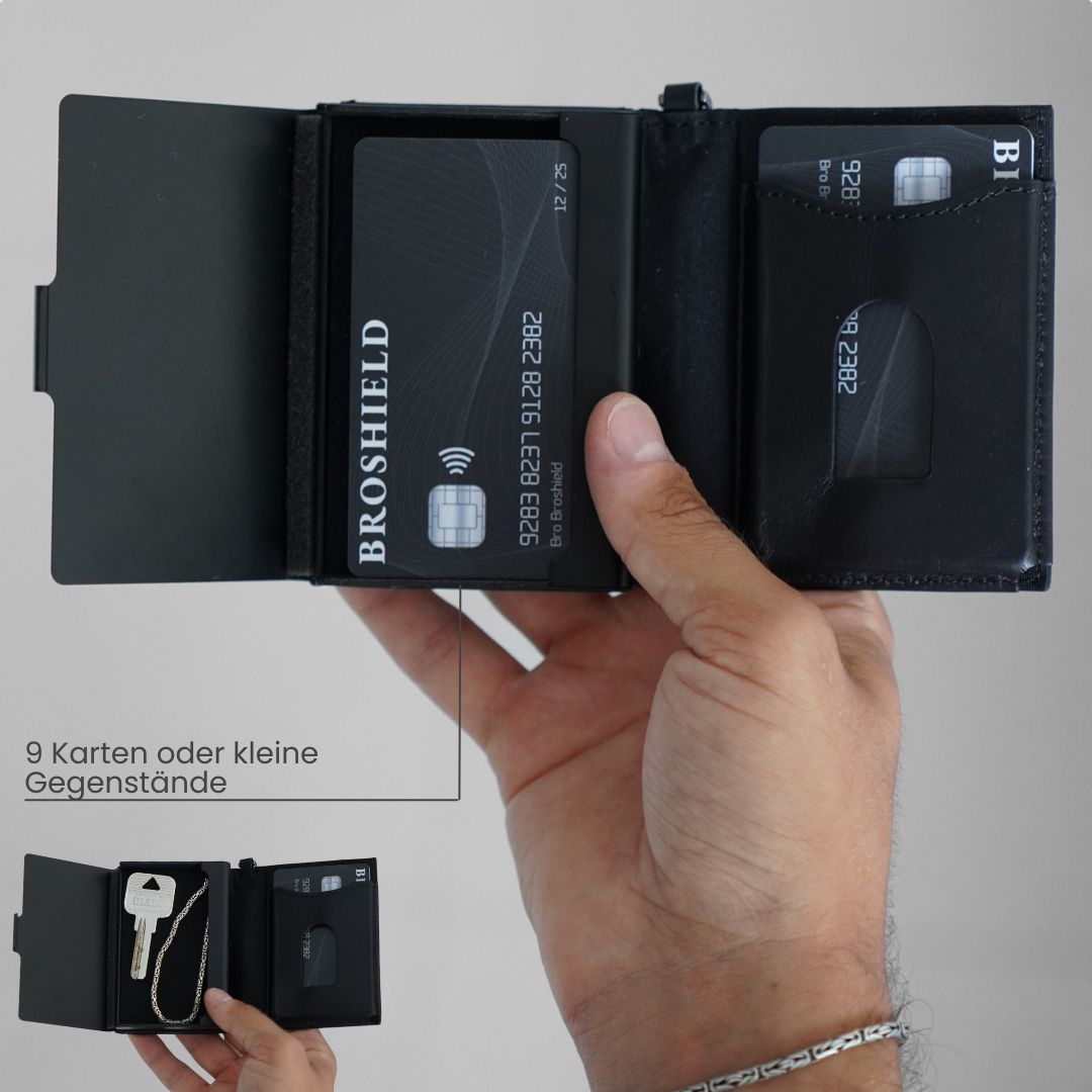 BROSHIELD Sicherheitsbundle: Portemonnaie + Automatik Gürtel + GPS Tracker + Sicherheitkette