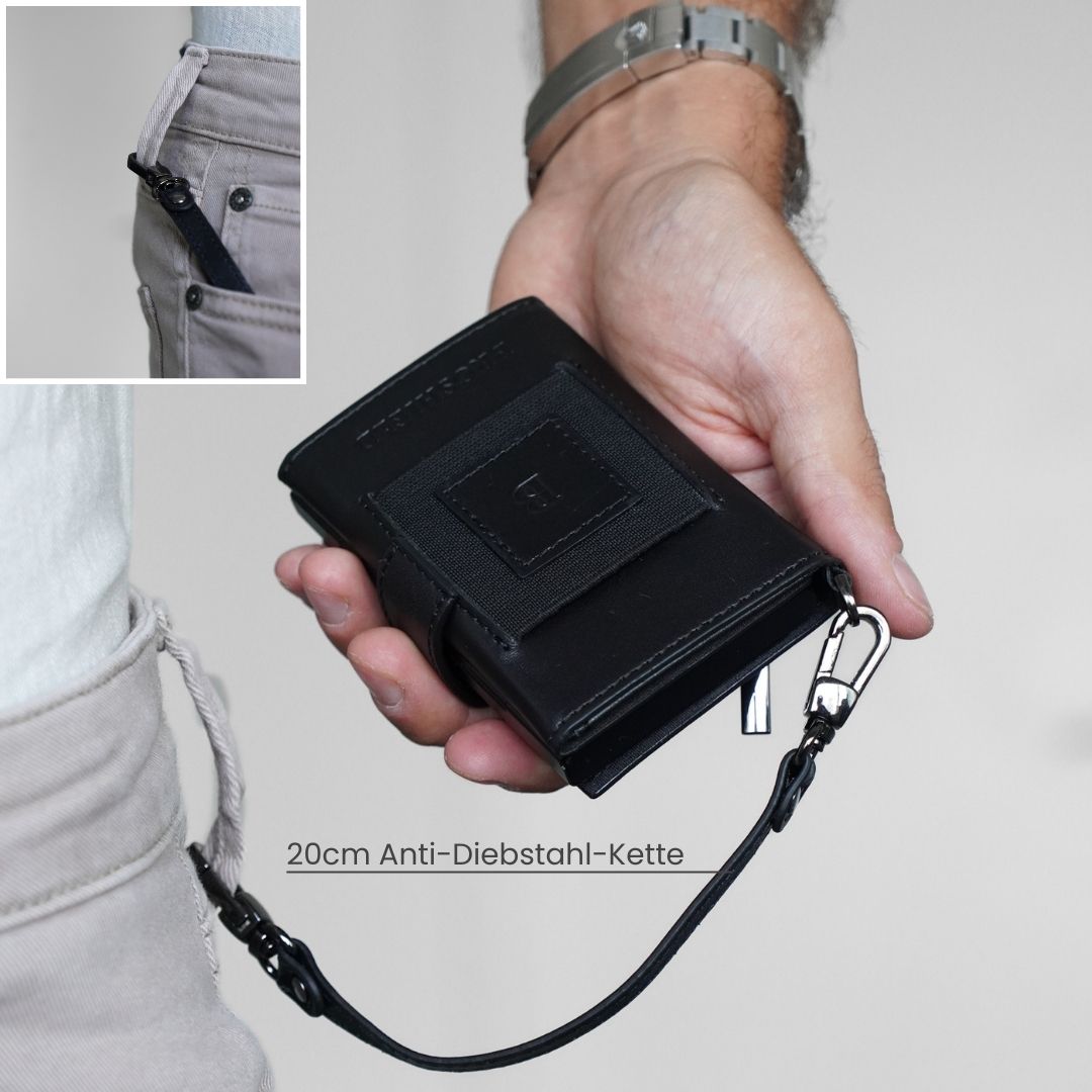 BROSHIELD Sicherheitsbundle: Portemonnaie + Automatik Gürtel + GPS Tracker + Sicherheitkette